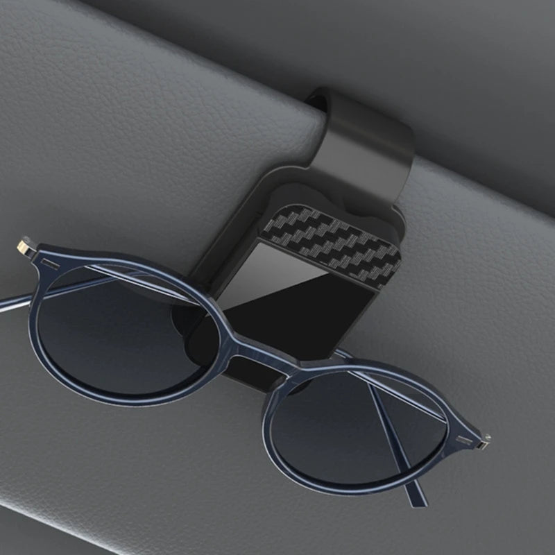 Car Carbon Fiber Eyeglass Clip Multifunctional Car Sunglasses Frame Ticket Clip Horizontal Sunshade Sunglasses Storage Product Beauty World Shop