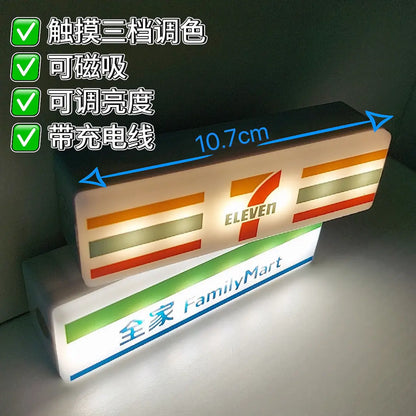 Hot Convenience Store Fridge Magnet Miniature Model Magnetic Attraction Decorate Night Light Atmosphere Light Glowing Signboard Beauty World Shop