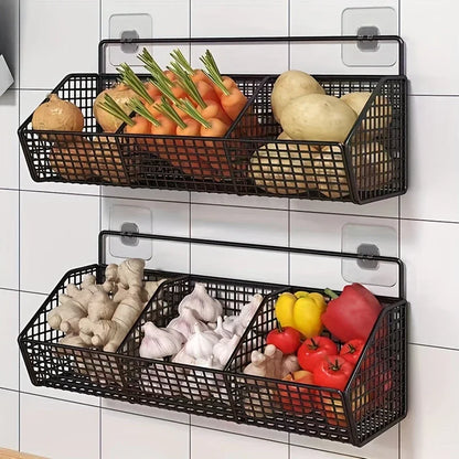 Wall Mounted Kitchen Storage Basket Durable Wire Storage Rack for Vegetables and Fruits Suitable for Home Organization Beauty World Shop