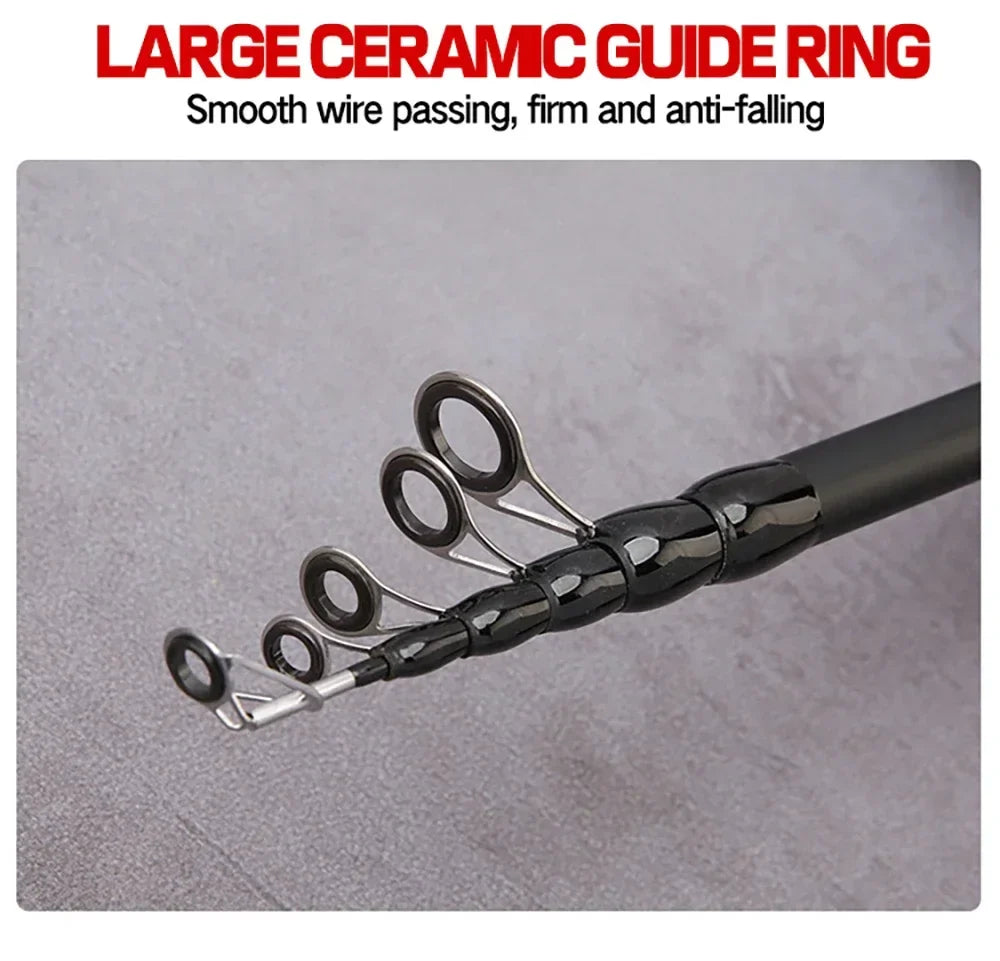 Telescopic Lure Rod 1.5M 1.8M 2.1M 2.4M Carbon Spinning Rod Baitcasting Fishing Pole 8g-25g Wooden Handle Casting Fishing Tackle Beauty Trend Shop