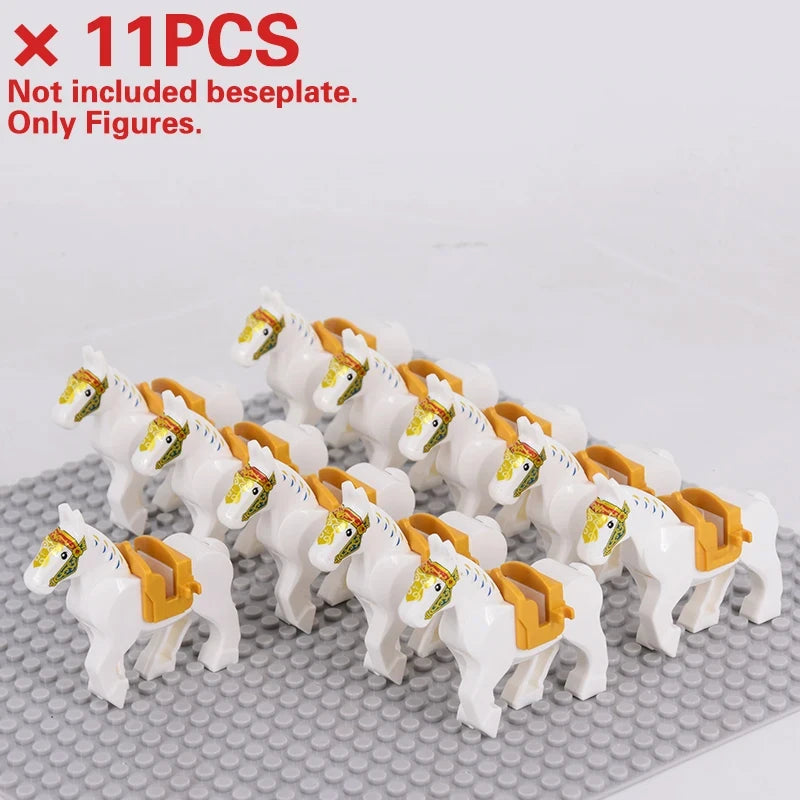 Medieval Military Sets Cavalry Figures War Horse Animals Building Blocks Parts Knight Weapons Accessories Toys for kids gifts Beauty World Shop