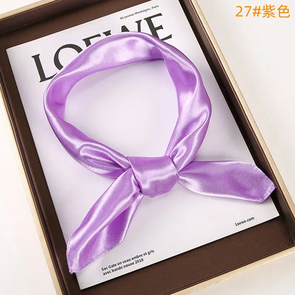 New Solid 60x60cm Square Scarf Single Imitation Silk Bright Light And Satin Performance Scarves Party Gift Beauty World Shop