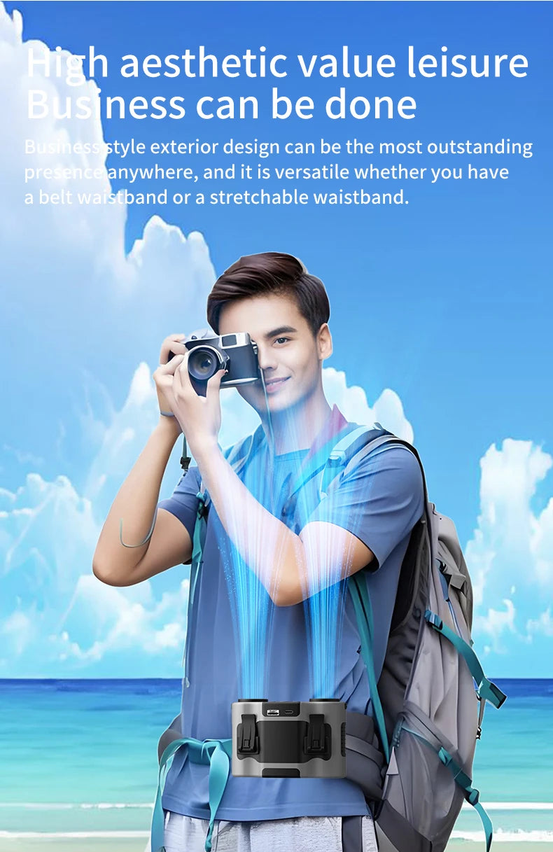 Portable Waist Clip Fan Mini USB Charging Hanging Fan with LED Flashlight Outdoor Single/dual Air Outlet Fan 20000/10000Mah F6/7 Beauty World Shop
