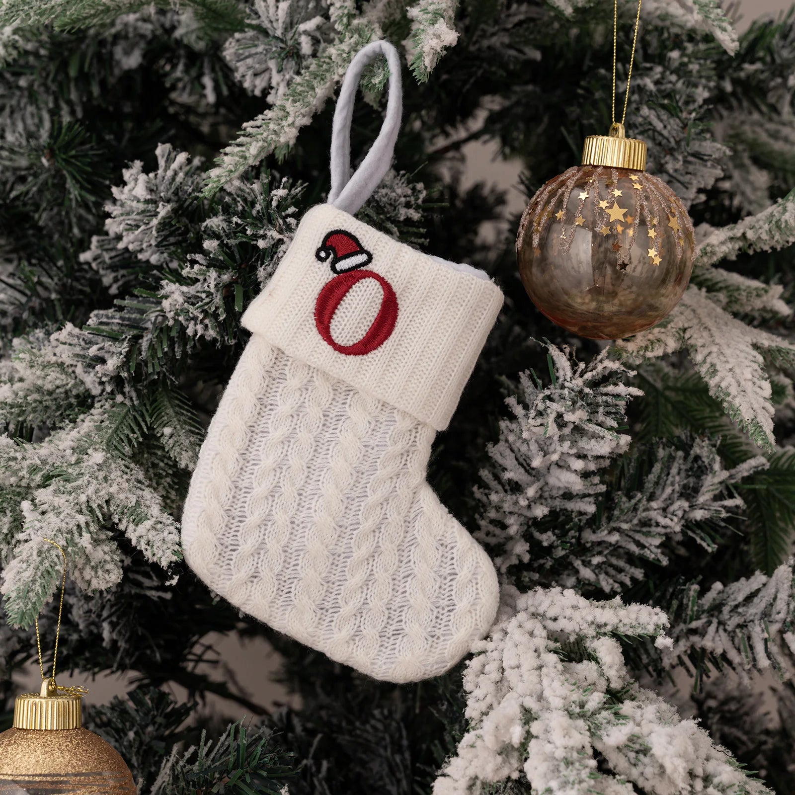 1PC A-Z Letter Hanging Christmas Stockings Knitted Socks  Christmas Tree Hanging for Family Party Decoration Beauty World Shop