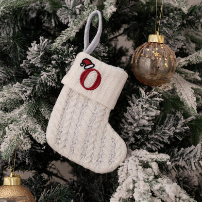 1PC A-Z Letter Hanging Christmas Stockings Knitted Socks  Christmas Tree Hanging for Family Party Decoration Beauty World Shop