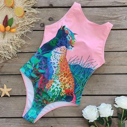 2026 New Printed One-piece Swimsuit Classic Printed Lace Up Swimsuit Women's Push Up Flower One-piece Suit Beach Wear For Female Beauty World Shop