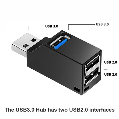 USB 3.0 HUB Adapter Extender Mini Splitter Box 1 to 3 Ports High Speed USB 2.0 For PC Laptop U Disk Card Reader Beauty World Shop