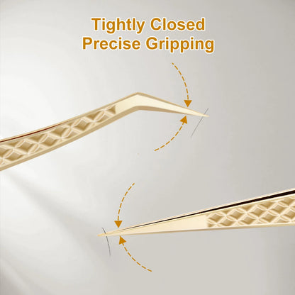 Lashtalk Precision Fiber Tip Tweezer Eyelash Extensions Diamond Grip Anti-Slip Premium Gold Stainless Steel Makeup With Box Pack Beauty World Shop