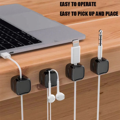 10Pcs Magnetic Cable Holder Self Adhesive Cord Clip Smooth Pulling Charging Cable Keeper Wire Clip for Car/Home/Office Beauty Trend Shop