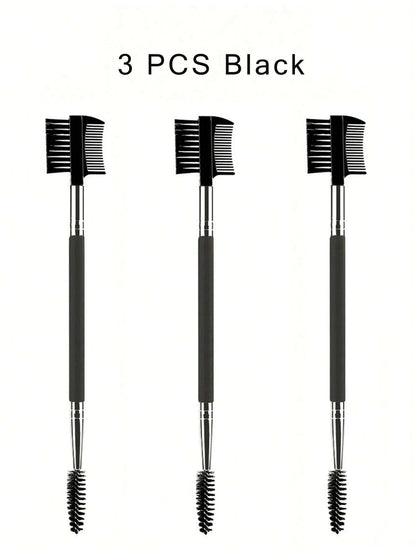 1/2/5PCS 3 Head Eyebrow Eyelash Shaper Double Head Brush Makeup Grooming Tool Cosmetic With 3 Different Spoolie Brushes Beauty World Shop