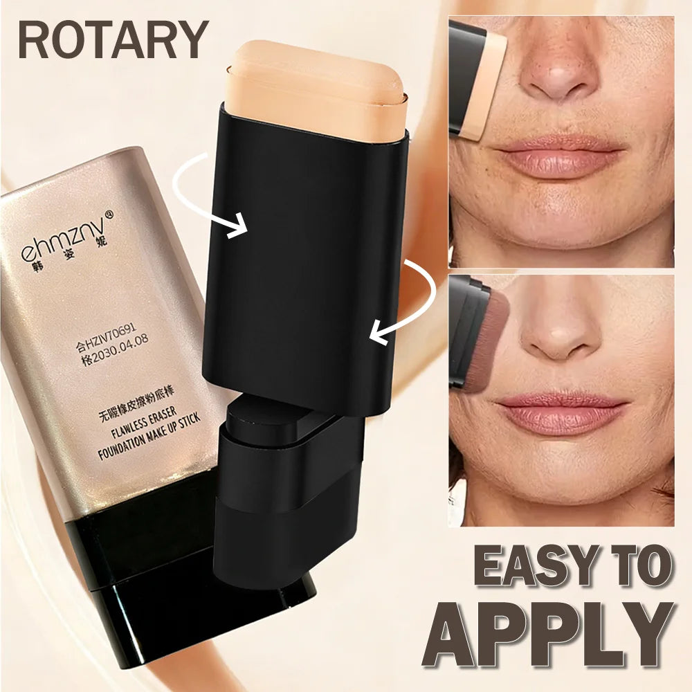 Dual-Head Foundation Stick | Built-in Brush, One-Step Application & Touch-Up, Lightweight & Long-Lasting, No Cakey Beauty World Shop