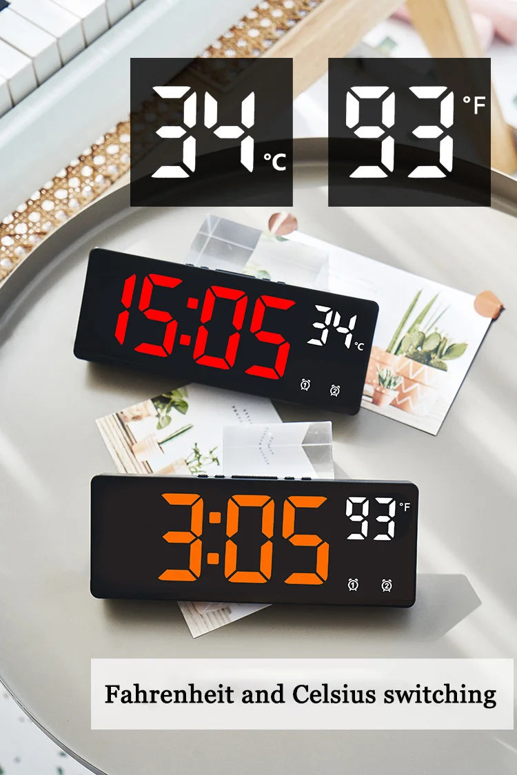 Voice Control Digital Alarm Clock Temperature Dual Alarm Snooze Desktop Table Clock Night Mode 12/24H LED Digital Clock Desk Beauty World Shop
