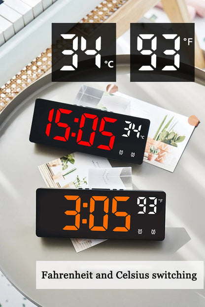 Voice Control Digital Alarm Clock Temperature Dual Alarm Snooze Desktop Table Clock Night Mode 12/24H LED Digital Clock Desk Beauty World Shop