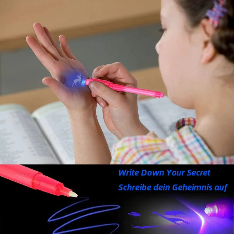 1/4Pcs Invisible Ink Pen Spy Pen with UV Light, Magic Marker for Secret Message,Treasure Box Prizes,Kids Party Favors,Toys Gift Beauty Fashion