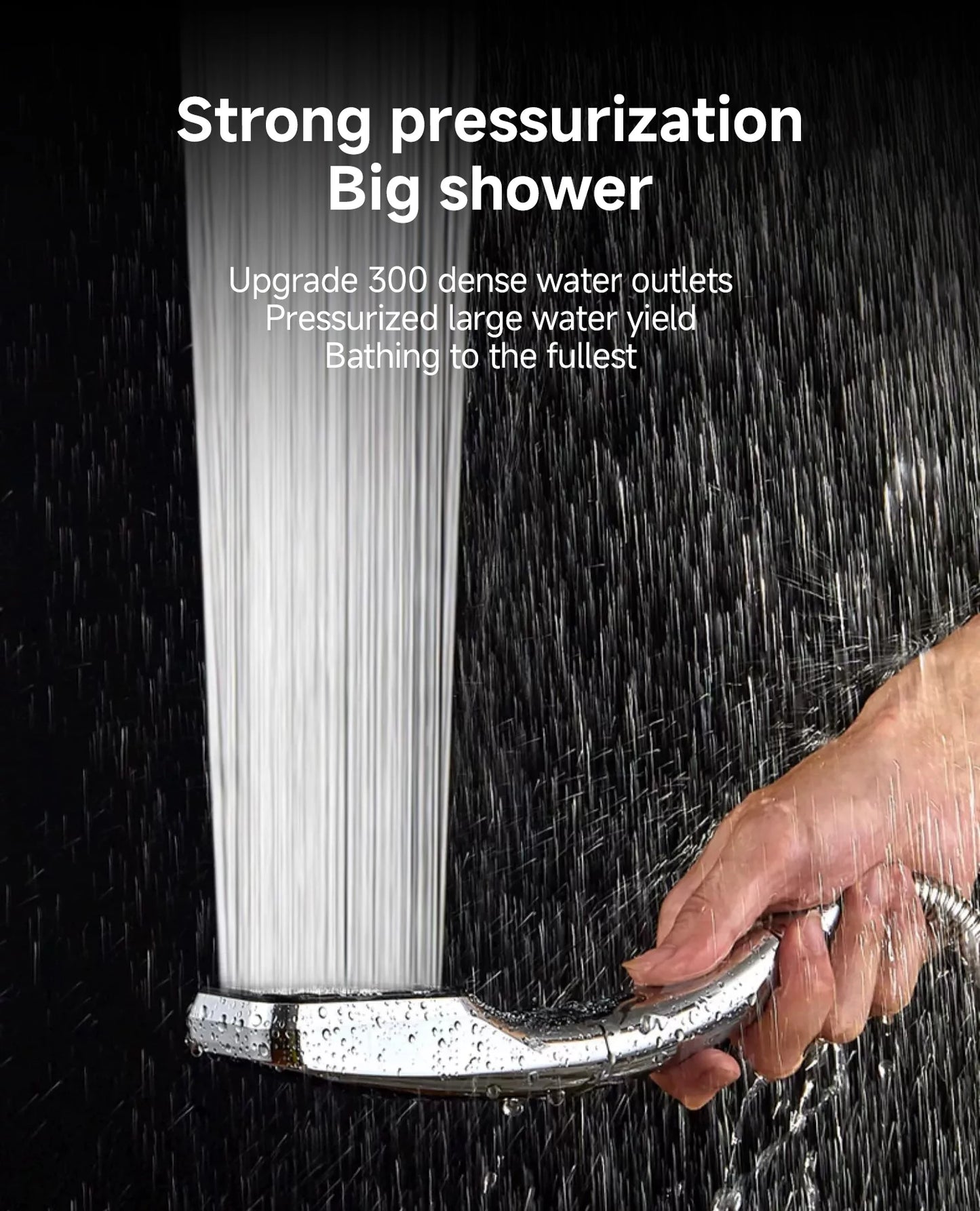 300 Holes Pressurized Showerhead Hand Hold Square Shower Head Water Saving Rainfall Spray Nozzle Bathroom Accessories Beauty World Shop