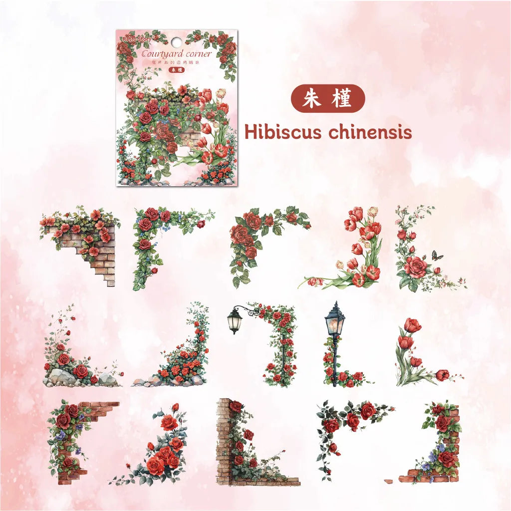 30 Pcs Flowers Corner Stickers PET sticker package DIY diary decoration sticker album scrapbooking Junk Journal Beauty World Shop