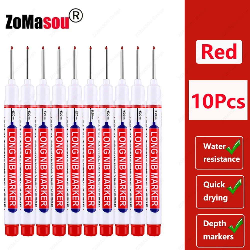 1-100Pcs 2cm Waterproof Long Head Markers Deep Hole Marker Pen for Metal Carpenter Red/Black/Blue/Green Ink Woodworking Tools Beauty World Shop