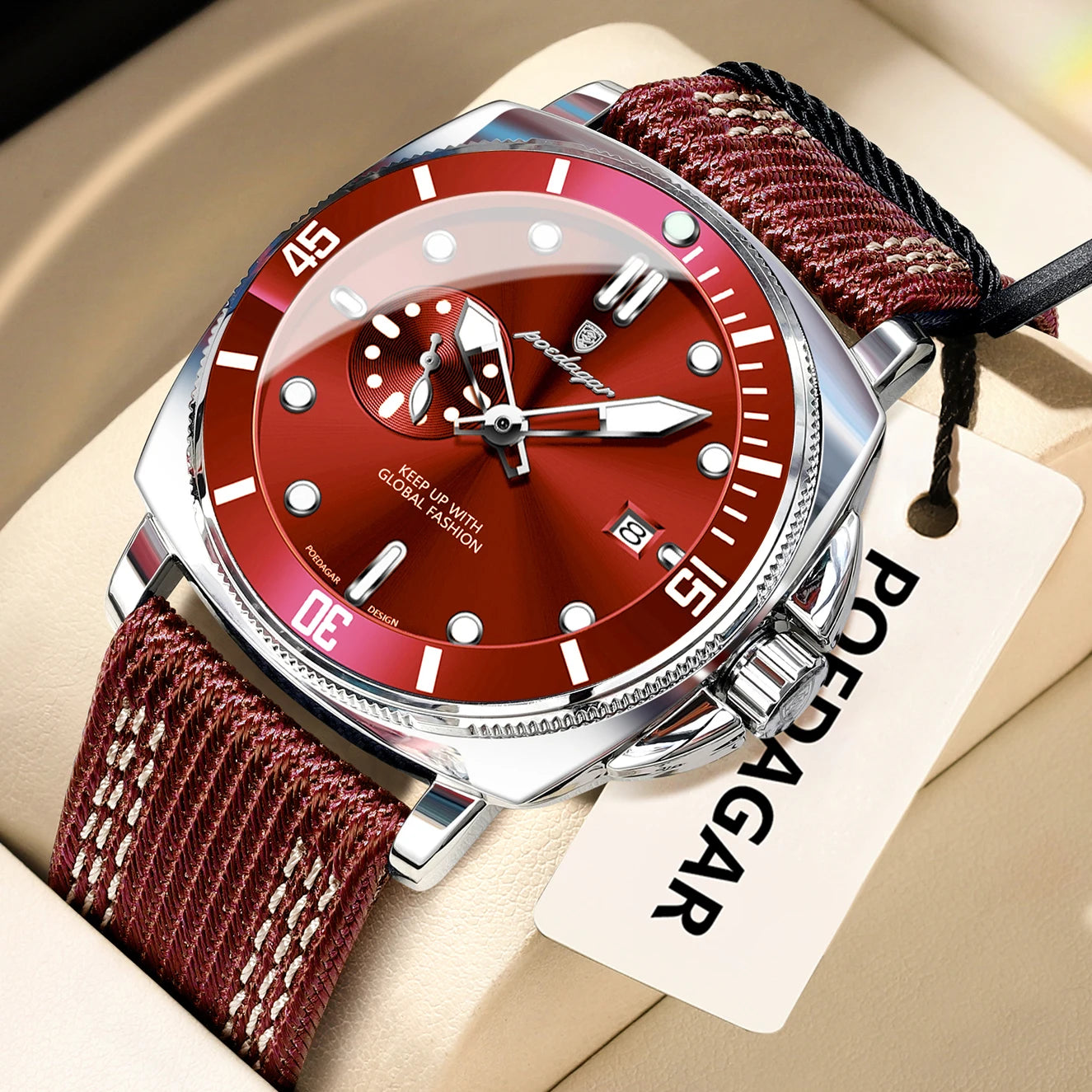 POEDAGAR Luxury Fashion Man Watch Luminous Waterproof Date Sport Watches For Men Nylon Leather Quartz Business Men's Clock Reloj Beauty World Shop