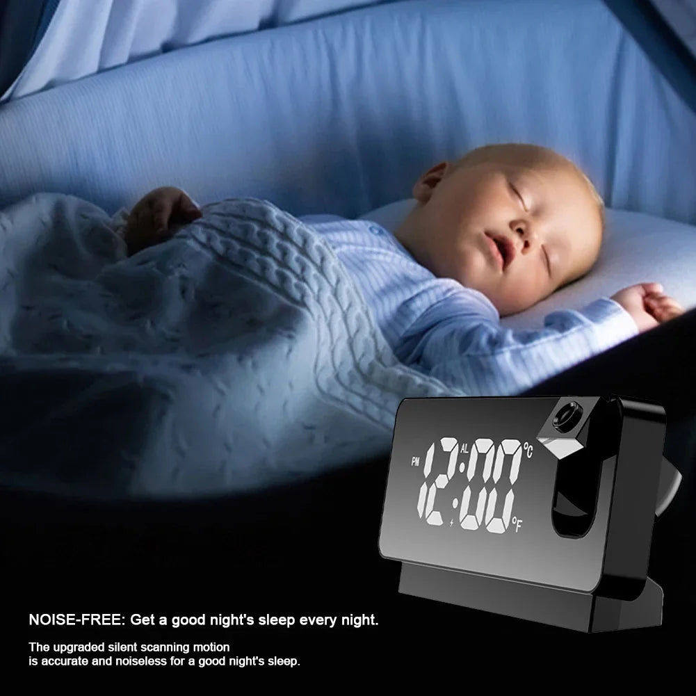 Advanced Digital Alarm Clock with 180 Degree Ceiling Projector and LED Display Perfect for Bedroom and Office Use Beauty World Shop