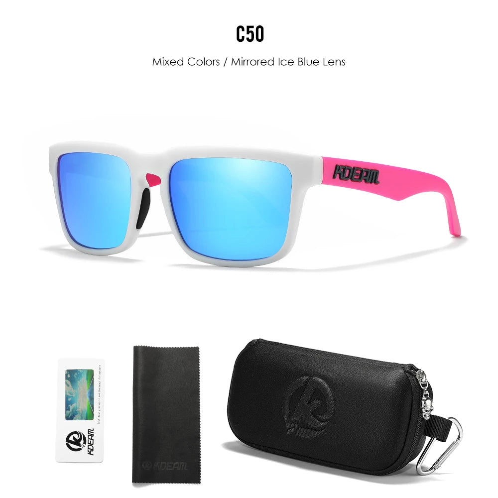 KDEAM Men's Polarized Sunglasses Square Casual Outdoors Sun Glasses Women Unisex Sunglass For Couple With Zipper Case Beauty World Shop