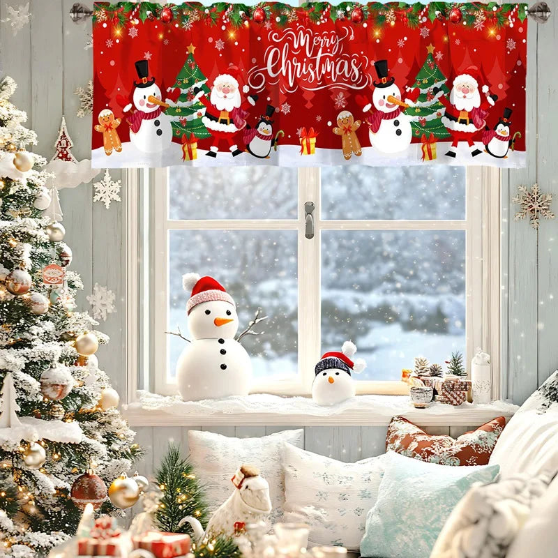 Christmas Short Curtains Valances Merry Christmas Decorations For Home 2025 Xmas Navidad Kitchen Bedroom Ornaments New Year 2026 Beauty World Shop