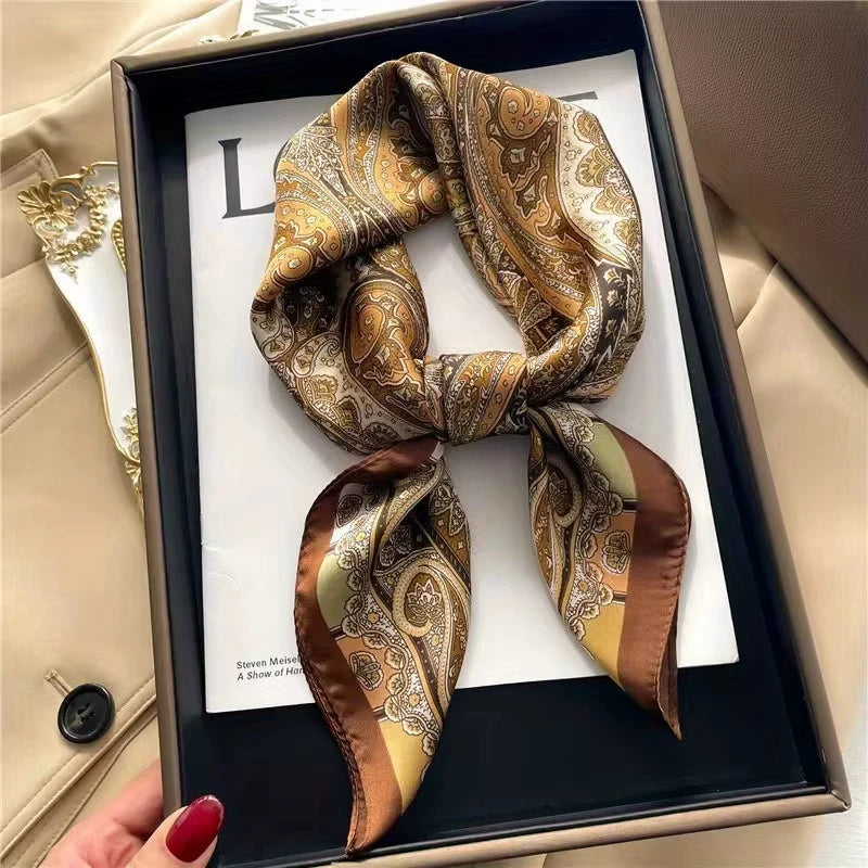 2025 New Fashion Luxury Printed Square Shawl Women 70x70cm Pashmina Silk Scarf Neck Headband Bandana Beauty World Shop