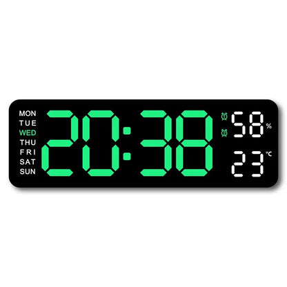 9 Inch Large Digital Wall Clock USB Powered TEMP Humidity Week Auto Dimmer DST Table Clock 12/24H Electronic LED Alarm Clock Beauty World Shop