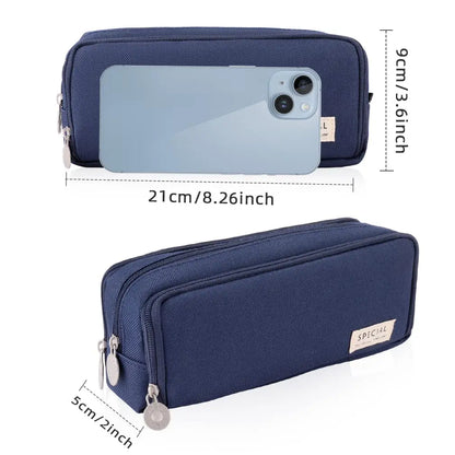 Pencil Case Large Space Storage 3 Compartment Pouch Double Side Opened Student Stationery Desk Organizer School Supplies Beauty World Shop