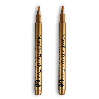 2/1Pc Brush Metallic Marker Pens Gold Silver Color Permanent Art Marker For Manga Crafts Scrapbooking School Stationery Supplies Beauty World Shop