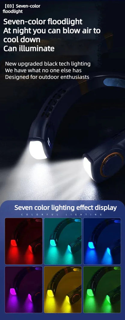 JKUOO Portable Neck Fan,Hands Free Bladeless Fan with LED 4 Cooling Plate,Personal Fan 4000mAh Battery USB Rechargeable Beauty World Shop