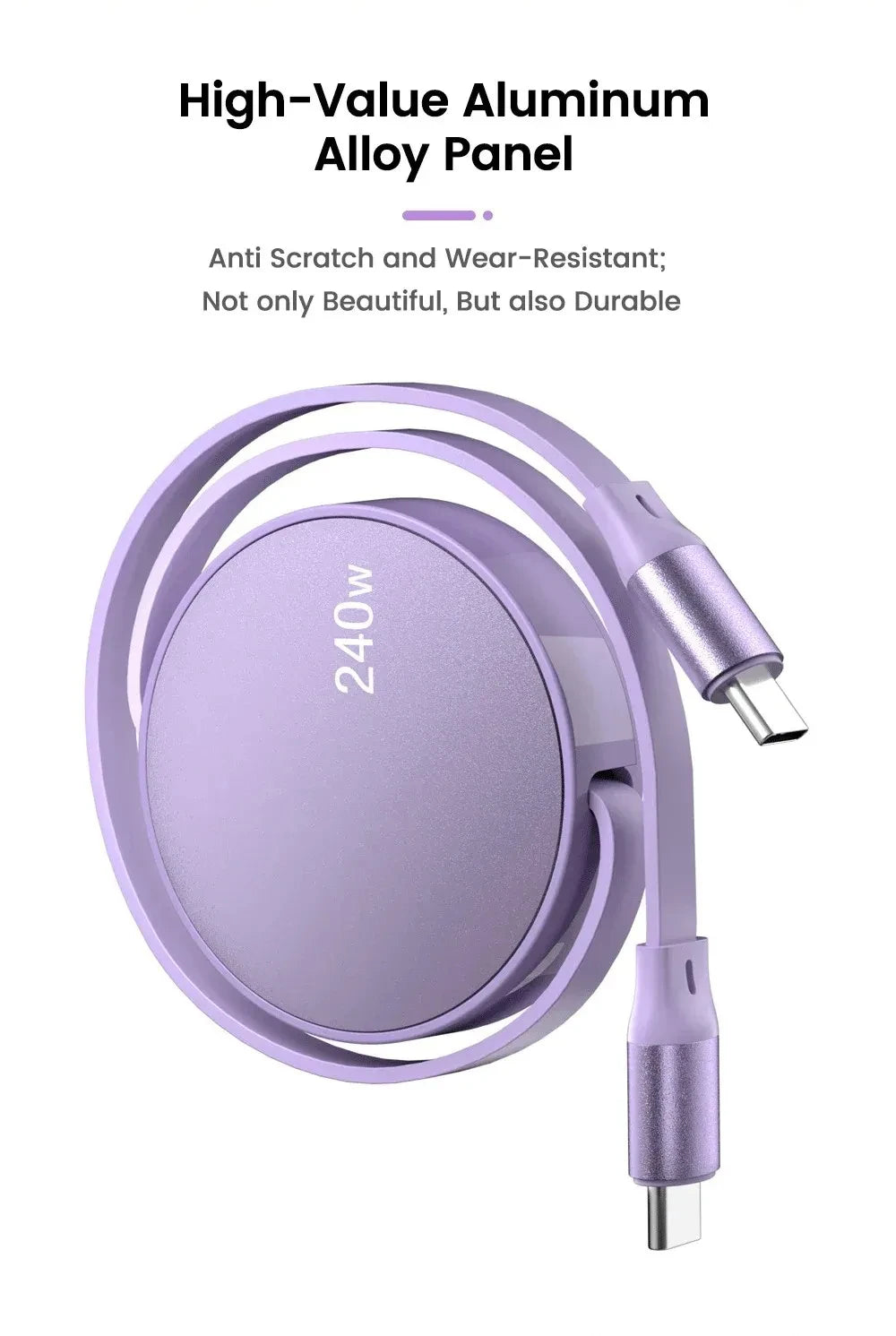 USB-C to USB-C Retractable PD240W Fast Charging Type-C Data Cable 1M Mobile Phone Charging Wire for iPhone 15/16 Xiaomi Samsung Beauty World Shop