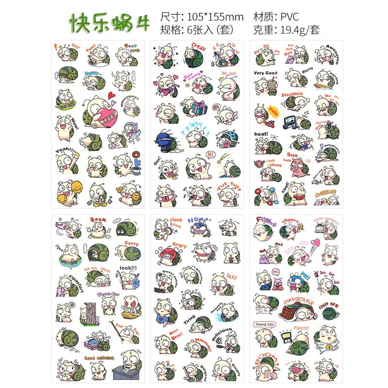 6Pcs/Lot Waterproof Cartoon Transparent Pvc Stickers DIY Hand Account Diary Decorative Stickers Kawaii Phone Cup Stickers Beauty World Shop