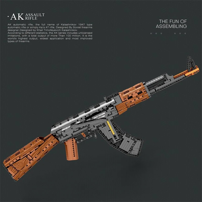 AK47 Assault Rifle Model Building Blocks Military Army Weapon Shootable Imitation Gun Bricks Children’s Holiday Gifts DIY Toys Beauty World Shop