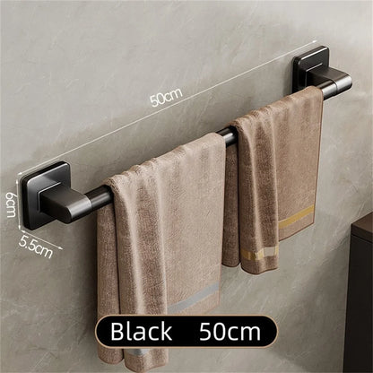 Wall Mounted Towel Rack Bathroom Storage Rack No Drilling Bathroom Horizontal Bar Towel Rack Kitchen Bathroom Accessories Beauty World Shop