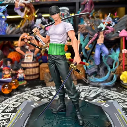 25cm/9.84in Anime One Piece Figure Roronoa Zoro Figure PVC Statue Collectible Model Toys Gifts Beauty World Shop