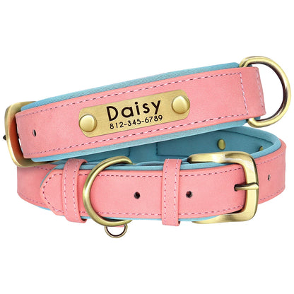 Customized Leather Dog Collar Leash Set Soft Padded Leather Collar For Small Medium Large Dogs With Free Engraved Nameplate Beauty World Shop