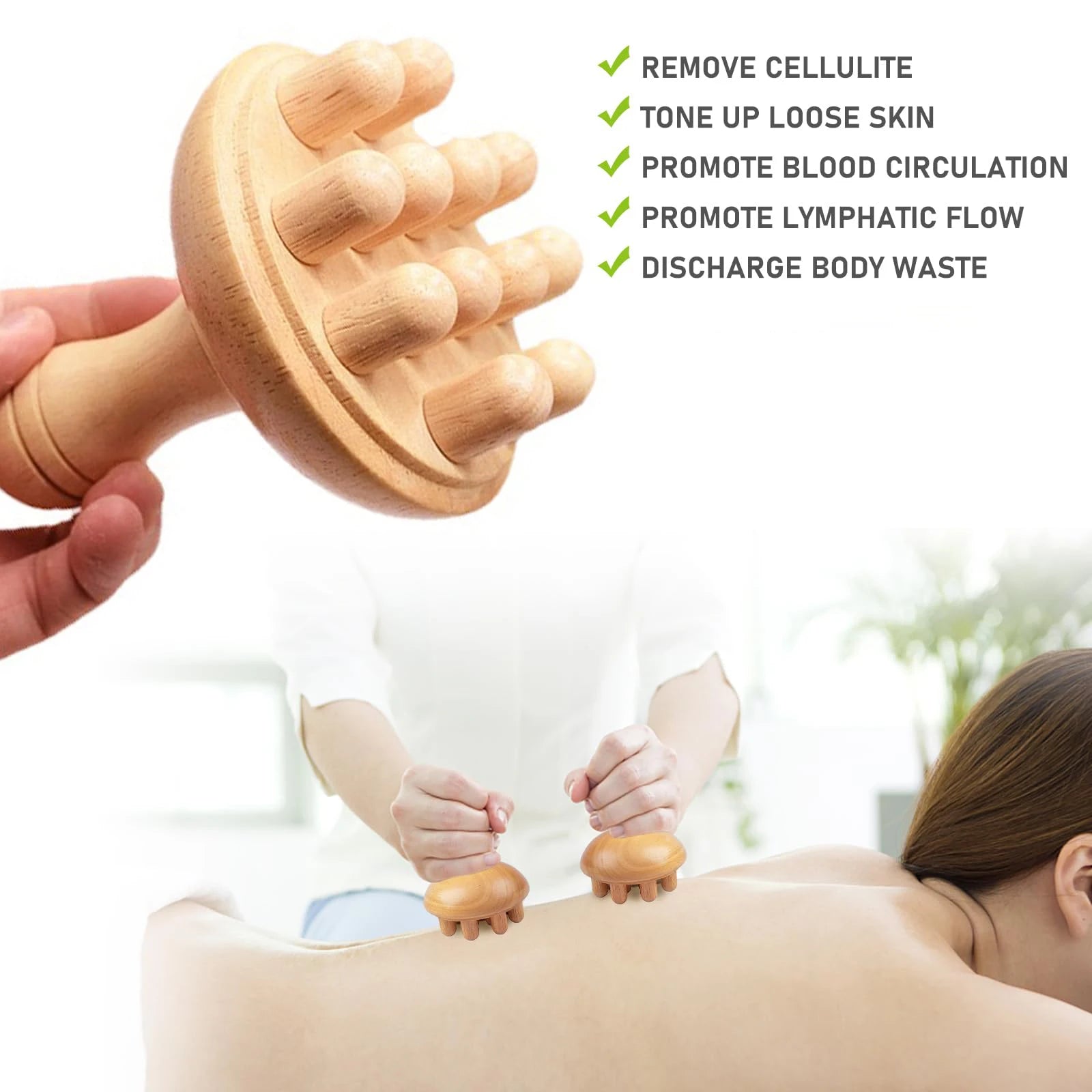 Wooden Mushroom Massager Manual Massage Tool, Wood Mushroom Massage Tools Muscle Tension Local Fat Gua Sha for Full Body Use Beauty World Shop