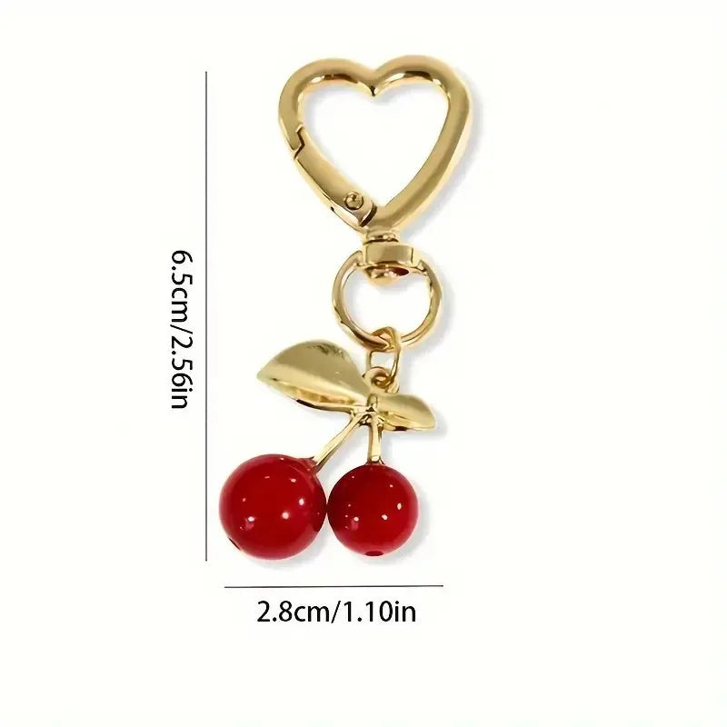 Cherry Blossom Heart-Shaped Bag Charm Durable Lobster Clasp DIY Bag Accessory Perfect Gift for Women Romantic Token of Love Beauty World Shop