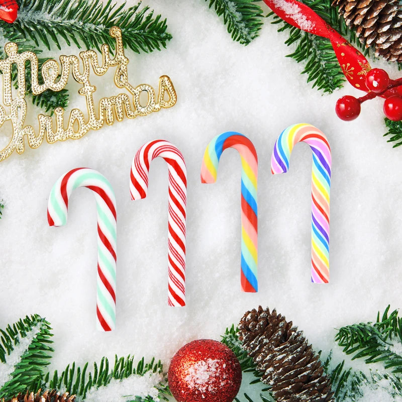 10/30/50Pcs Mini Candy Cane Christmas Decoration Red White Resin Candy DIY Crafts Xmas Pendant Navidad Home Decor 2025 New Year Beauty World Shop