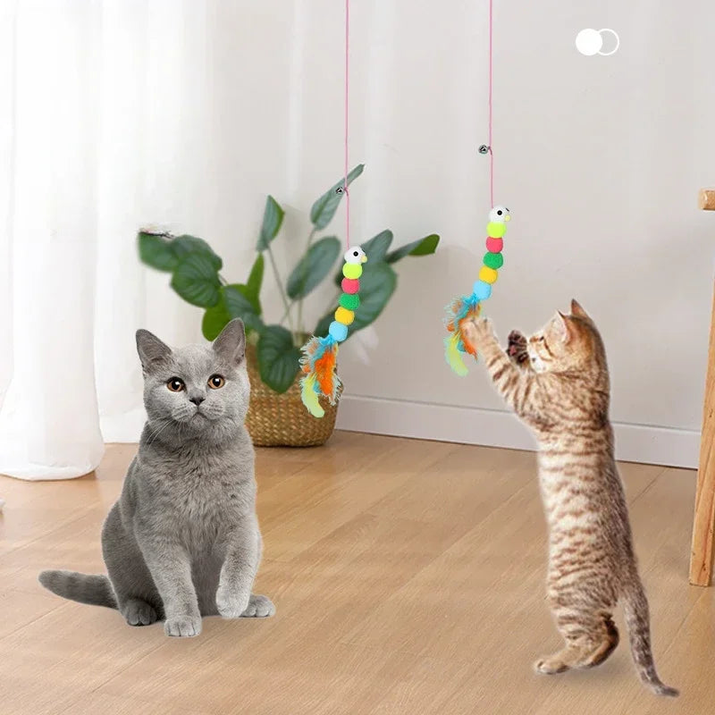 7pcs Random Cat Toy Swing Sticky Disc Elastic Hanging Door Teasing Cat Rope Long Rope Teasing Cat Cat Toy Cat Accessories
