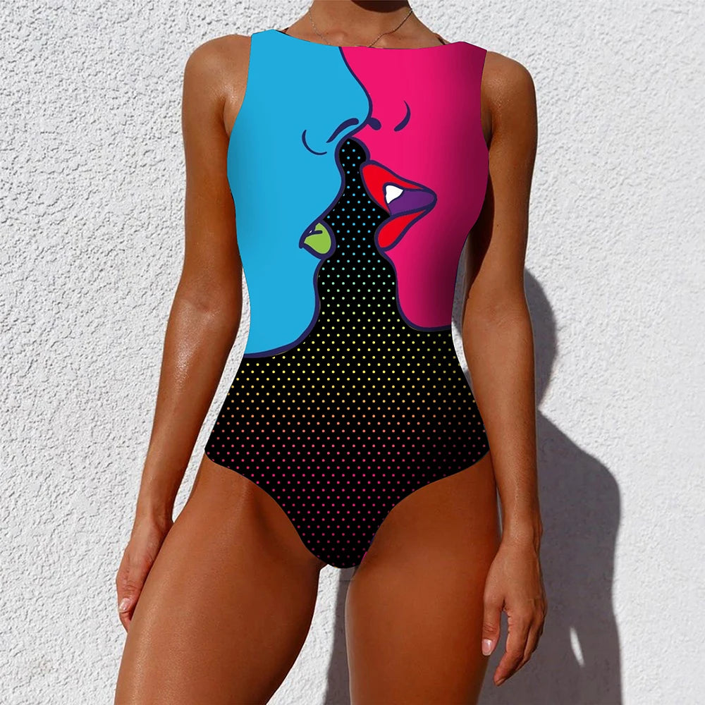 2026 New Printed One-piece Swimsuit Classic Printed Lace Up Swimsuit Women's Push Up Flower One-piece Suit Beach Wear For Female Beauty World Shop