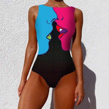2026 New Printed One-piece Swimsuit Classic Printed Lace Up Swimsuit Women's Push Up Flower One-piece Suit Beach Wear For Female Beauty World Shop