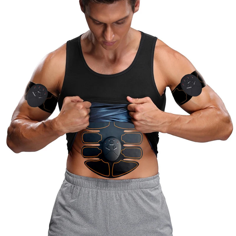 New EMS Muscel Stimulator Abdominal Arm Leg Neck Trainer Muscle Toner Body Training Slimming Massager Fitness Use With Battery Beauty World Shop