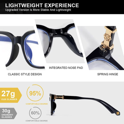 Classic 1Pcs Square Anti Blue Light Glasses For Men And Women Black & Transparent Frame Unisex Computer Wearing Women Glasses Beauty World Shop