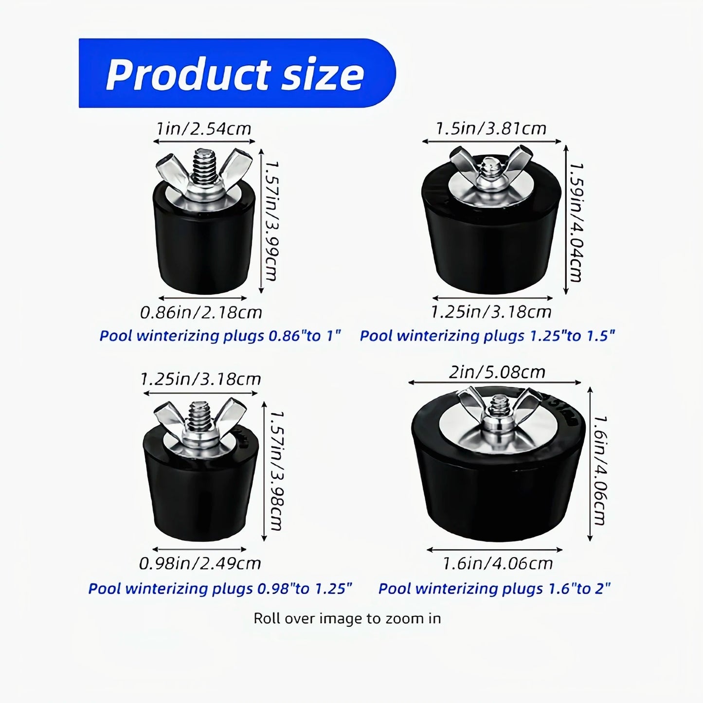 Rubber Winter Antifreeze Pool Plugs - Expandable Winterizing Stoppers with SS Screws for Pipe Sealing - Pool Accessories Beauty World Shop