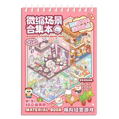 Mr Paper 45Pcs Scenes Cartoon Landscape Sticker Book Forest Village DIY 3D Sticker Cabin Scene Pocket Birthday Gift For Planner Beauty World Shop