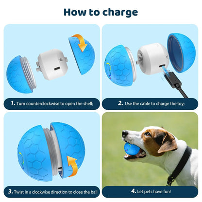 Smart Dog Toy Ball Electronic Interactive Pet Toy Ball USB Automatic Bouncing Rolling Toy Ball With RGB Lights Puppy Cat Product Beauty World Shop