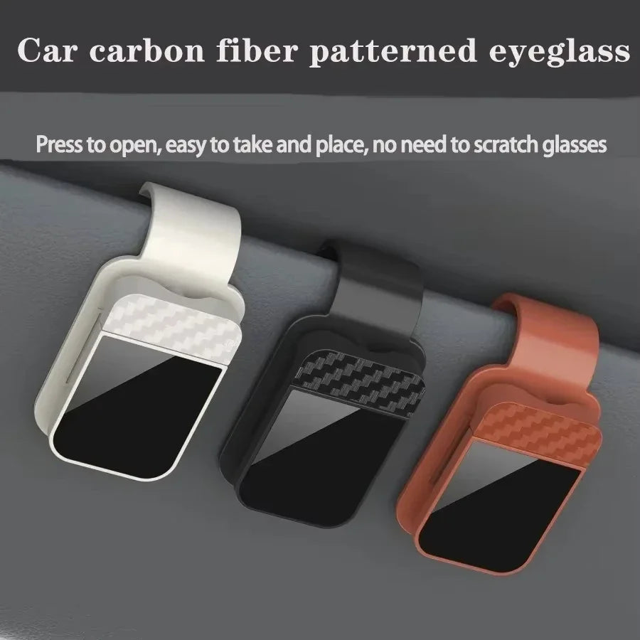 Car Carbon Fiber Eyeglass Clip Multifunctional Car Sunglasses Frame Ticket Clip Horizontal Sunshade Sunglasses Storage Product Beauty World Shop