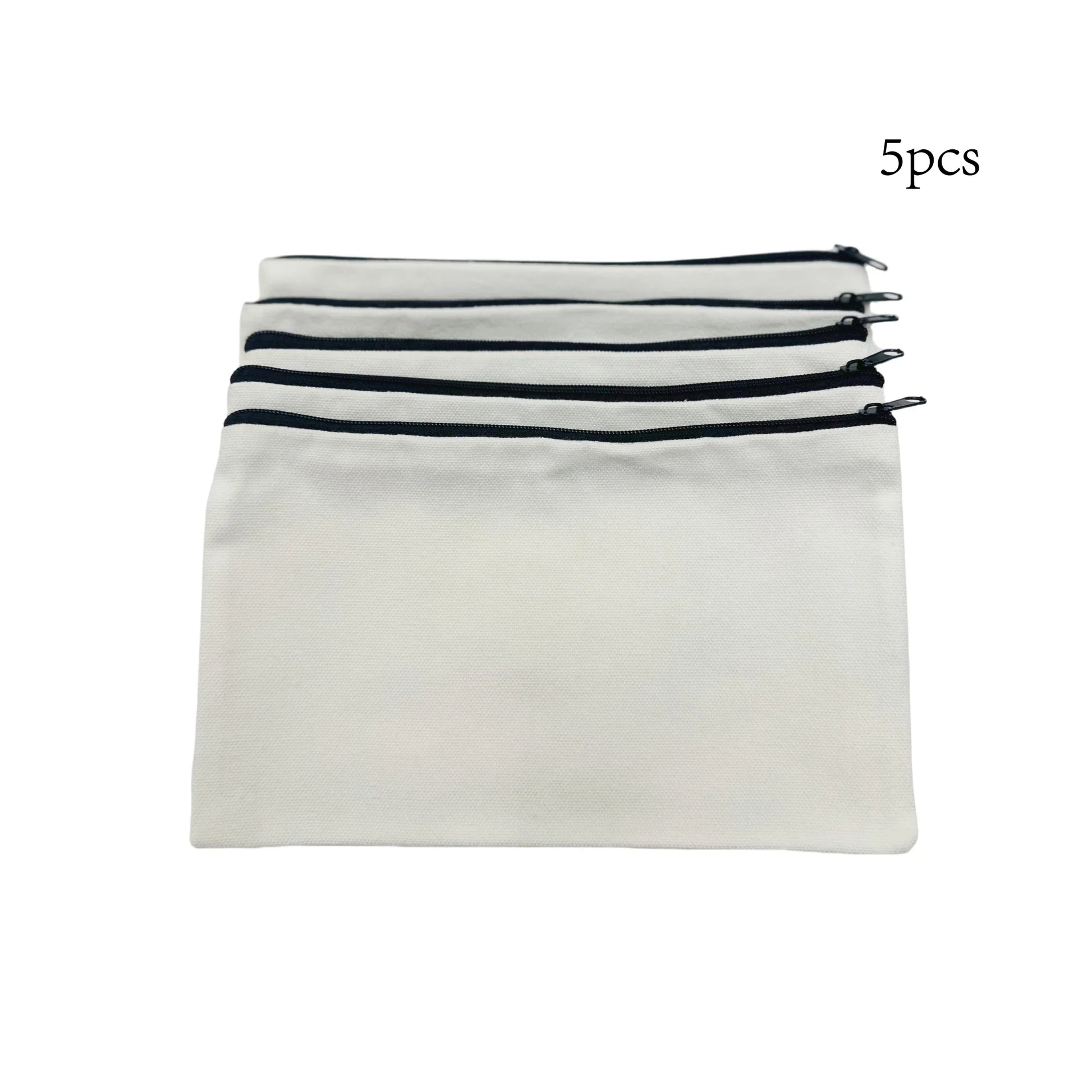 5pcs Blank Canvas Zipper Pouch Bulk, Makeup Bag Pencil Case For Cosmetic & DIY Crafts, Independence Day Beauty World Shop