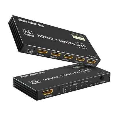 HDMI 2.1 Switch Splitter 120Hz 5/4/3-Port HDMI 8K@60Hz Splitter Switcher CEC 48Gbps  with remote HDMI HDR IR Remote 4K@120Hz 2K Beauty World Shop